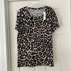 NWT J. Crew Leopard SS T-Shirt Size Large